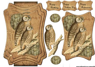 Layered Male Card Topper Owls