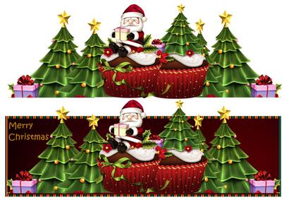 Large Dl Card Over the Edge Cupcake Santa