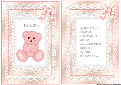 Topper & Insert with Verse Baby Girl