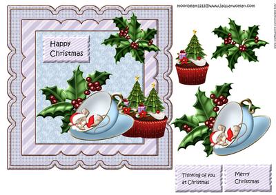 Christmas Teacup Mouse&cupcake
