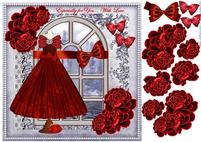 Ball Gown Red Roses Window