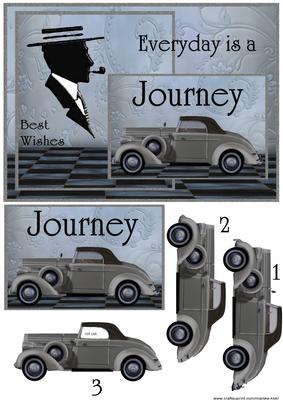Male Card Vintage Car Best Wishes