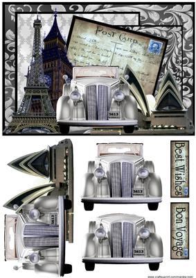 Male Card Vintage Car Bon Voyage