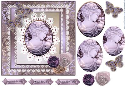 Vintage Cameo in Lavender Frame