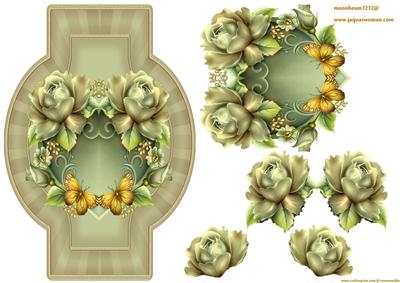 Shield Pastel Green Vintage Roses