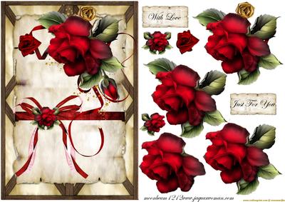 Red Roses Vintage Paper