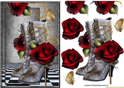 Vintage Boots & Red Roses