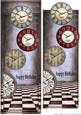 Male Card with Vintage Clocks Large Dl