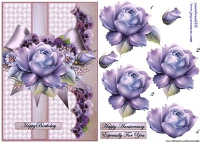 Roses Violets and Satin Bow