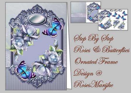Mini Kit Step by Step Bleu Roses Ornated Frame