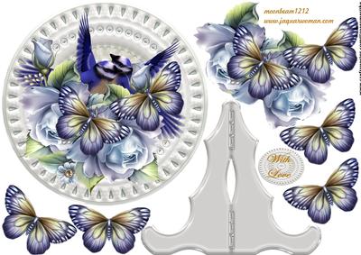 Porcelain Plate,roses,birds & Butterflies Beauty