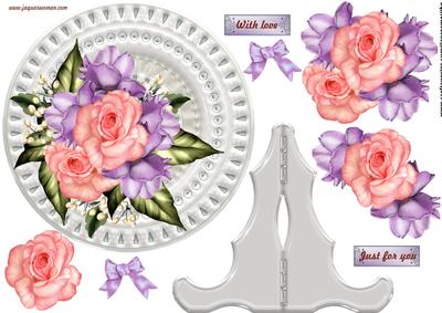 Porcelain Plate & Stand Roses
