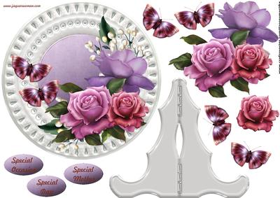 Porcelain Plate & Stand Gorgeous Roses