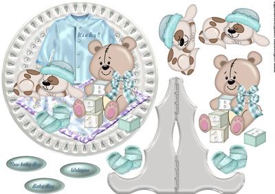 Porcelain Plate & Stand New Baby Boy