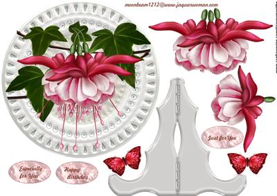 Porcelain Plate & Stand Fuchsia Beauty