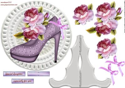 Porcelain Plate & Stand Shoe & English Roses