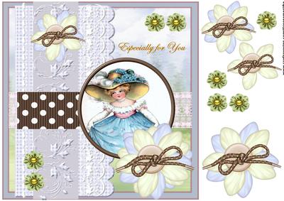 Scrap Card Vintage Girl