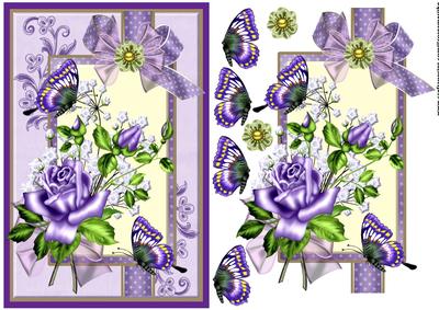 Scrap Card Roses & Butterflies