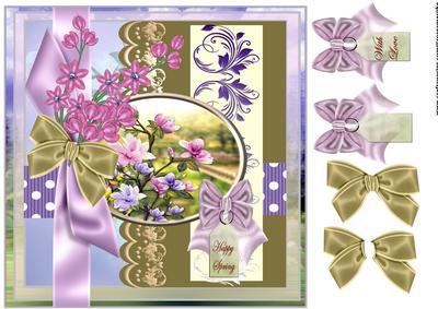 Scrap Card Spring Magnolias