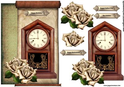 Over the Edge Male Card Clock& Roses