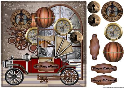Male Card Steampunk Car