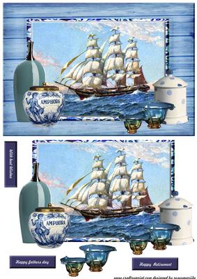 Vintage Male Card Sail/delfts Bleu