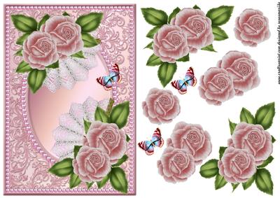 Pink Roses in Pearl Frame