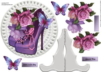Porcelain Plate , Shoes and Roses