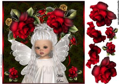 Cute Fairy & Red Roses