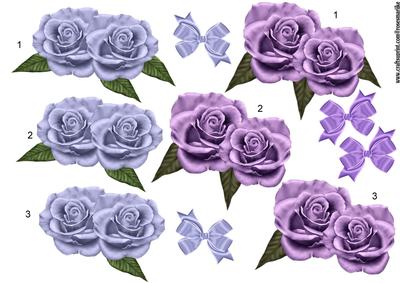 3D Vintage Roses in Lilac & Purple