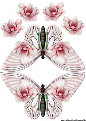 Magnolia Blossoms Shaped Card Butterfly