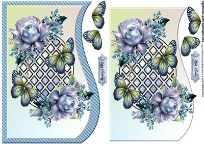 Lattice Card Roses & Butterflies