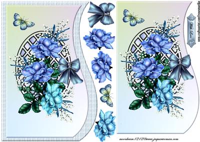 Lattice Card Roses & Butterfly 2