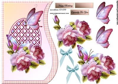 Lattice English Roses & Butterflies