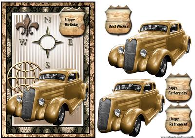 Male Card Vintage Car