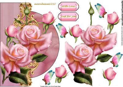 Shaped Card Edwardian Roses