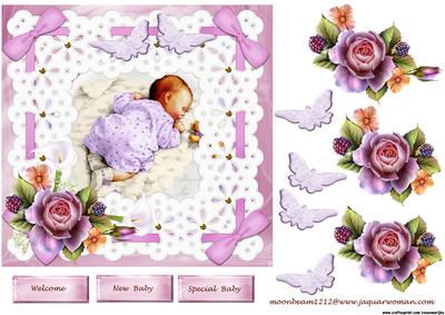 Vintage New Baby in Broderie Frame