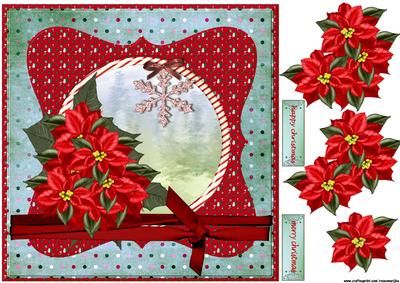 Christmas Scallop Topper Poinsettias