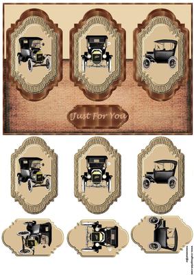 3 Panel Vintage Ford Car Male Card