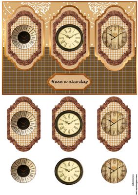 3 Panel Vintage Clocks Male Card