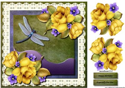 Yellow Rose in Broderie Frame