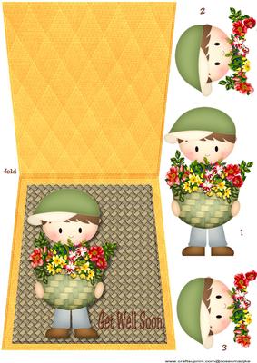 Tent Card Boy with Flowers