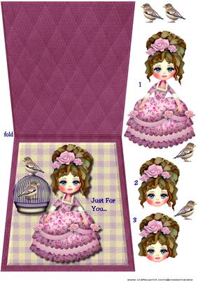 Tent Card Cute Vintage Girl