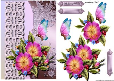 Wavy Edge Card Front Flowers