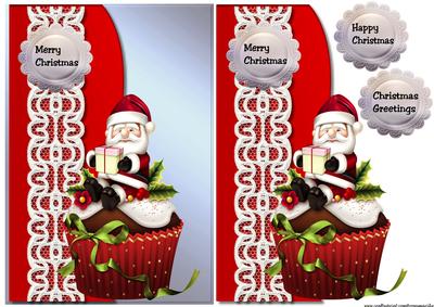 Wavy Edge Card Front Christmas Cupcake