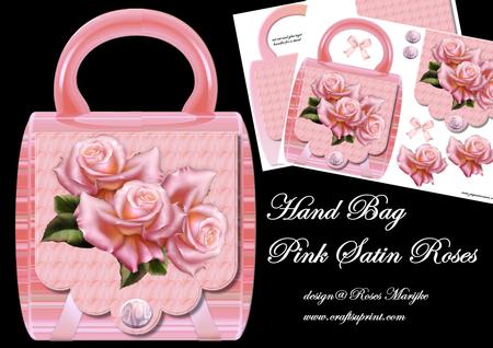 Mini Kit Hand Bag Pink Satin Roses
