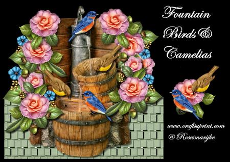 Fountain , Camelias & Birds Mini Kit