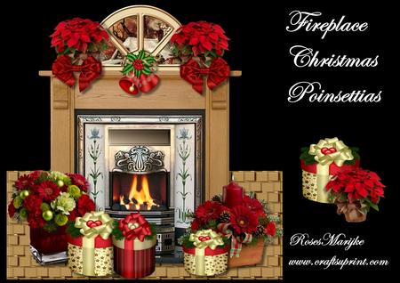 Fireplace Christmas Poinsettias Mini Kit