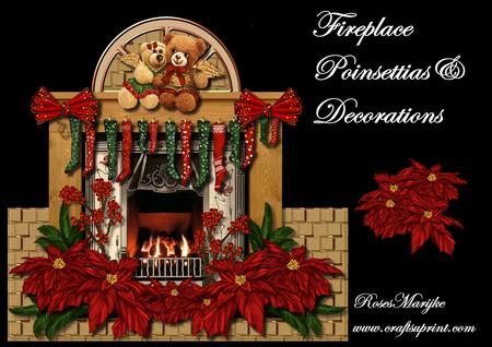 Fireplace Poinsettias & Decorations Mini Kit