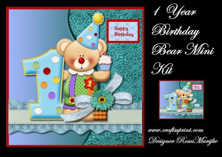 1 Year Birthday (boy) Bear Mini Kit